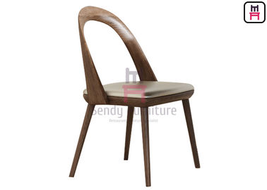 Armless Restaurant Dining Room Chairs Bowed Backrest Upholstered Fabric Ash Wood