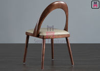 Armless Restaurant Dining Room Chairs Bowed Backrest Upholstered Fabric Ash Wood
