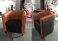 Leather / Fabric Upholstered Restaurant Booth Sofa High Density Foam For Restaurant