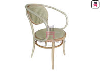 Natural Rattan with Black Benchwood Armrest Cane Dining Chair