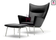 Stainless Steel Base Fiberglass Dining Chair Upholstered Cashmere / Leather Wing Lounge Type