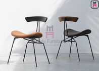 Industrial Style Metal Restaurant Chairs Brown Leather Wires In Loft Retro Look