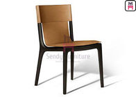 Solid Structure Contemporary Leather Dining Chairs Ash Wood Frame Without Armrest