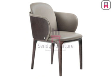 Ash Wood Upholstered Leather Chair , Restaurant Dining Room Chairs With Armrests