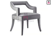 Hollowed Backrest Wood Restaurant Chairs Fully Upholstered In Gray Color Velvet