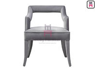 Hollowed Backrest Wood Restaurant Chairs Fully Upholstered In Gray Color Velvet