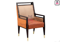 Solid Wood Upholstered PU leather Single Dining Chair No Folded For Hotel Lobby