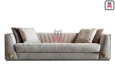 3 Seater Restaurant Sofa Chair Upholstered Fabric / Leather Arm With LOGO Hardware