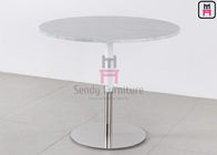 Square Contract Marble Meeting Wooden Dinning Table Dual Color Iron Base Material