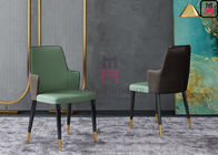 Green Color Eco-leather Upholstered Hotel Restaurant Chairs with Solid Wood Legs