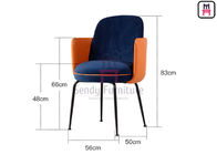 Armrests Comfortable Restaurant Chairs Upholstered Fabric With Black Iron Feet
