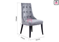 High Back Blue Velvet Tufted Upholstered Dining Chairs with Black Iron Legs