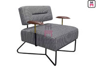 Metal Frame Plaid 0.7cbm Upholstered Single Sofa Chair Wood Armrests