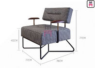 Metal Frame Plaid 0.7cbm Upholstered Single Sofa Chair Wood Armrests