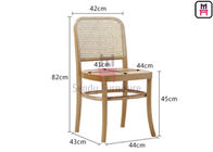 Wood Cane Rattan Dining Chairs With Black Lacquered Birch Wood Frame