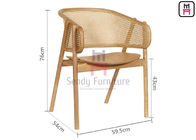 Walnut Lacquered 0.3cbm Restaurant Cane Dining Chair With Armrests