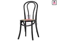 Open Back Armless Solid Wood Dining Chair With Canework Seat