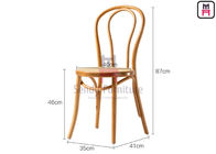 Open Back Armless Solid Wood Dining Chair With Canework Seat