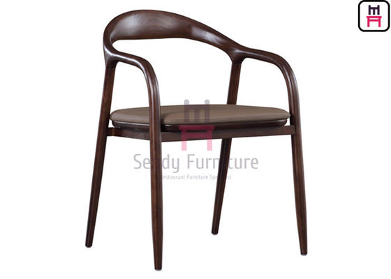 Buy No Foldable PU Leather Ash Wood Dining Chair With Armrests online manufacture