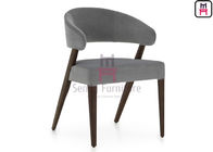 Enveloping Backrest Open Back Armrest Wood Restaurant Chair Gray Velvet