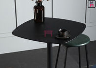 MDF Square Bar Table with Rounded Corners; White & Black Iron Frame Table