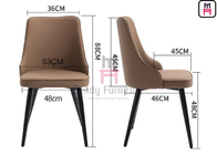 Metal Leg Upholstered Leather Dining Chair Metal Plywood 1.5mm Thickness