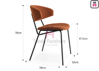Restaurant H78cm Open Back Chair Metal Frame Shell Cushion With Backrest