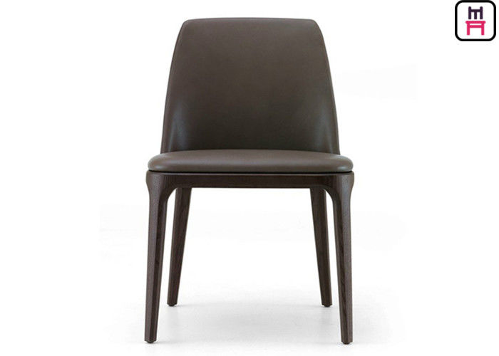 Armless Wood Black Leather Kitchen Chairs , Elegant Light Wood Dining