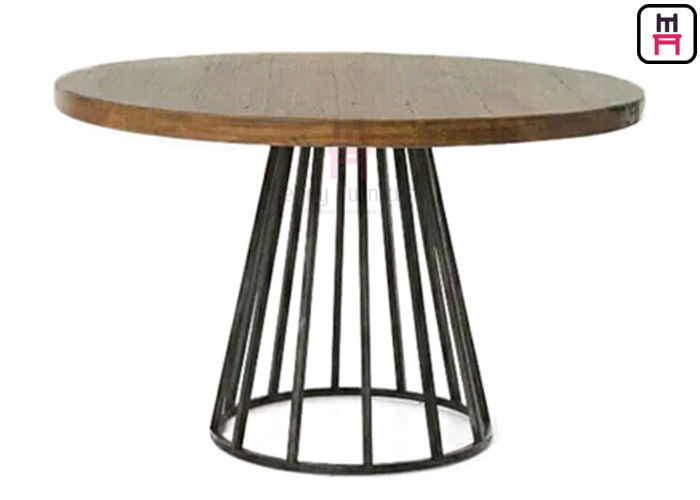 Commercial Metal Table Bases For Wood Tops , Round Dining Table Metal Base