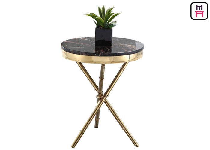 Crossed Triangle Base Coffee Table Round Modern , High End Coffee Tables Living Room 