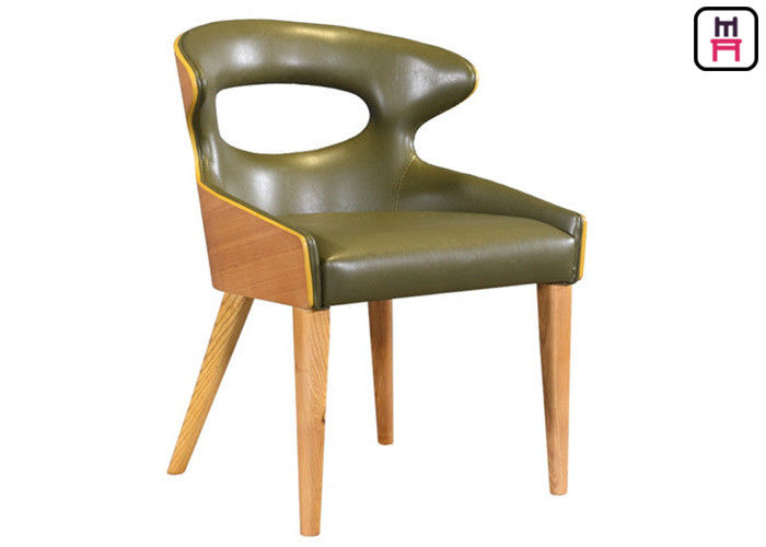 Unique Leather Upholstered Wooden Dining Chairs With Curved Unibody Plywood Back
