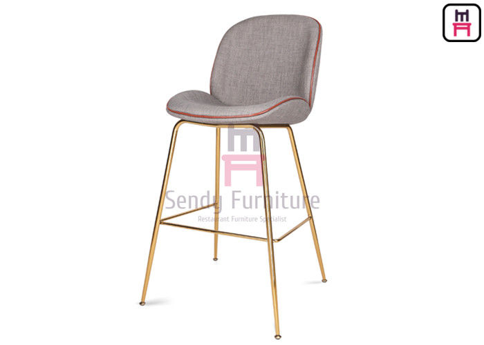 Customized Restaurant Bar Stools , Gray Velvet Upholstered Bar Stools