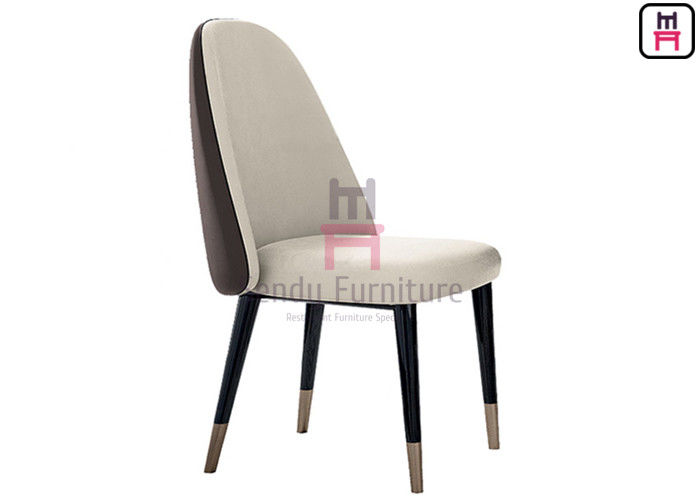 Tufted Wood Leather Dining Chairs , Armless Restaurant Chair With Curved Backrest