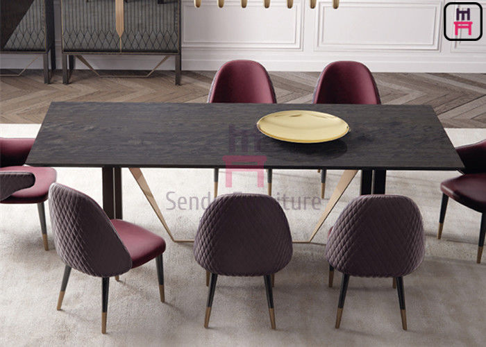 Tufted Wood Leather Dining Chairs , Armless Restaurant Chair With