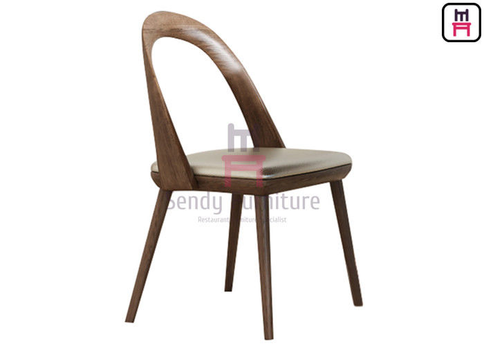 Armless Restaurant Dining Room Chairs Bowed Backrest Upholstered Fabric Ash Wood