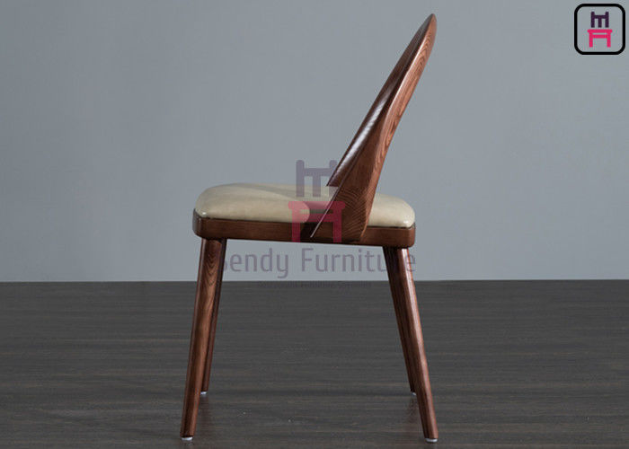 Armless Restaurant Dining Room Chairs Bowed Backrest Upholstered Fabric