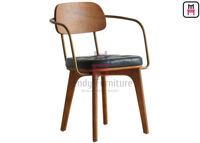 Rubber Wood Wood Restaurant Chairs No Folded With / Without Metal Armrest Armour