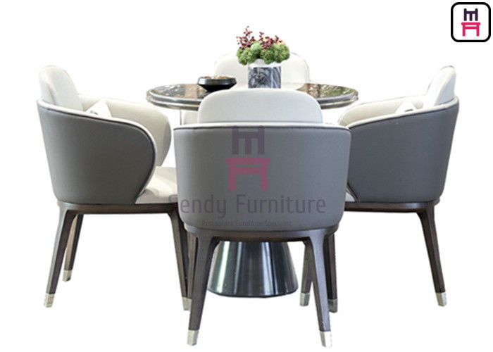 Ash Wood Upholstered Leather Chair , Restaurant Dining Room Chairs With Armrests