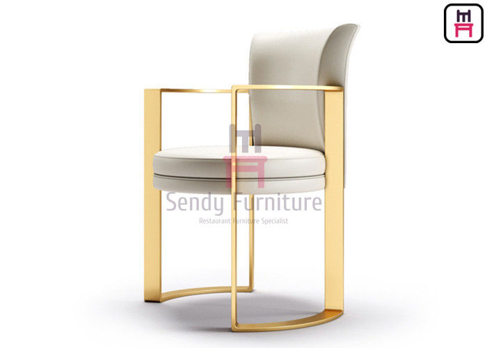 Electroplating Brass High Back Dining Room Chairs With Stainless Steel Leg