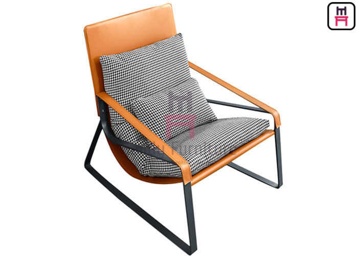 Tanned Leather 42cm Height 0.7cbm Single Sofa Chair Headrest