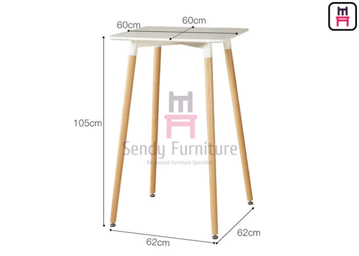 2ft White MDF Restaurant Bar Tables H 100cm With Solid Wood Legs