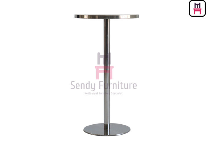 D60cm ODM Brushed Stainless Steel High Table 105cm Height For Restaurant Bar