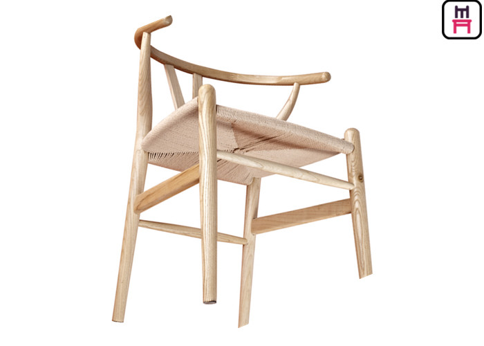 Hand Made rope seater Solid Wood Dining Chairs Y back , Nordic Wishbone Y Chair With Rope Seats