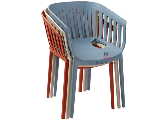 Nordic Style Plastic Restaurant Chairs Hollowed Out Colorful Stackable