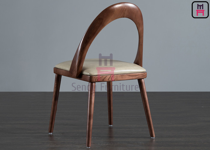 Armless Restaurant Dining Room Chairs Bowed Backrest Upholstered Fabric