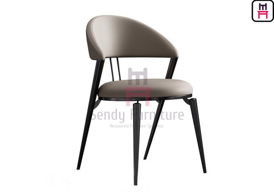 Open Back Carbon Steel Frame Leather Upholstered Dining Chair For Restaurant