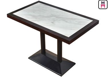 4 Seats Restaurant Dining Table Luxury Marble Inset Wood 4ft*2ft Casting Iron