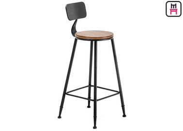 Simple Design Black Leather Bar Stools , Upholstered Metal Counter Height Stools 
