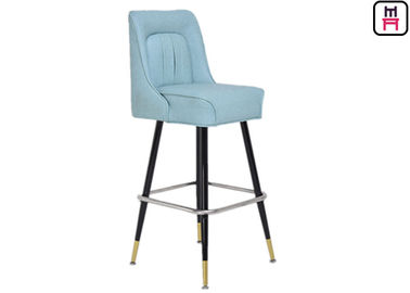 Luxury Leather Button Deco High Bar Stools , Solid Wood Restaurant Supply Counter Stools