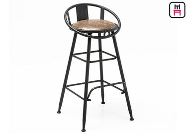 Backrest Commercial Metal Bar Stools With Leather Seats / Hollowed - Out Design